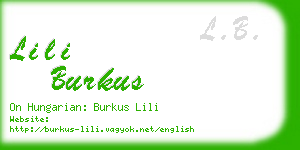 lili burkus business card